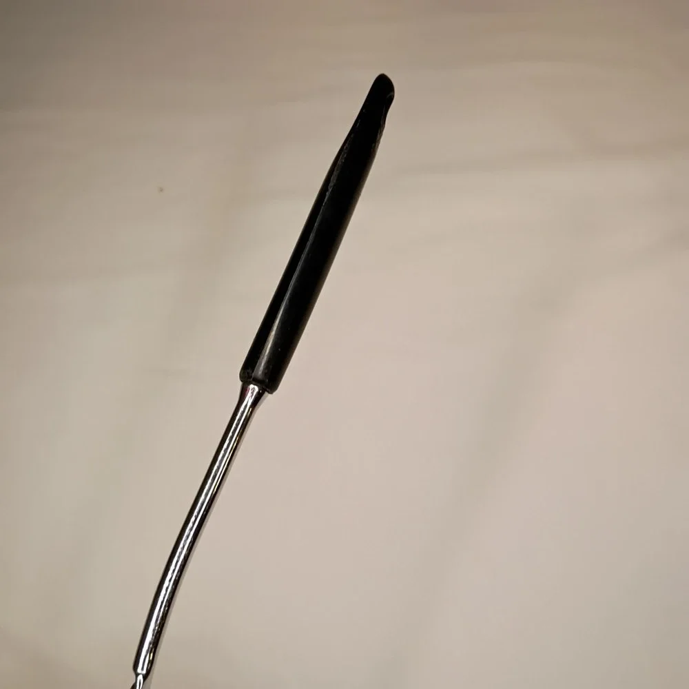 Vintage Ekco Slotted‎ Serving Spoon Chromium Plated Black Plastic Handle USA 12